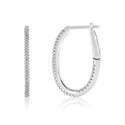 Sterling Silver and CZ Inside/Outside Oval Hoops